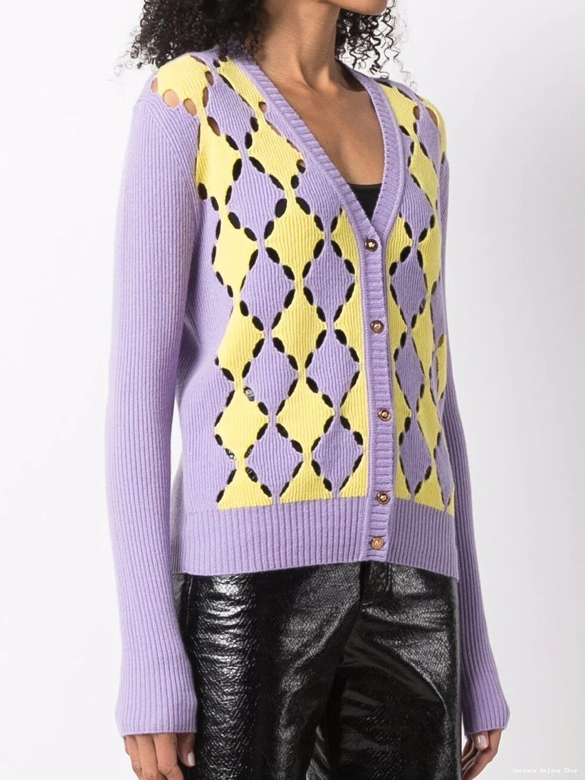 Affordable cardigan Versace two-tone Women cashmere 0324